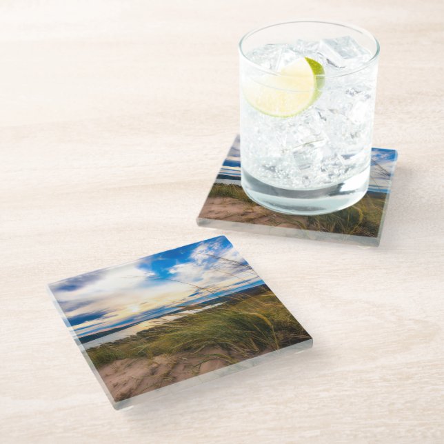 Water | Glen Lake Sleeping Bear Dunes Michigan Glass Coaster (Angled)