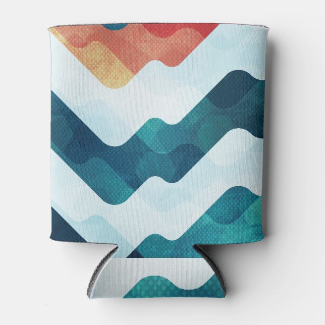 Water Grunge Effect Seamless Pattern Can Cooler (Front)