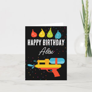 Water Gun & Balloons Summer Birthday Party Card