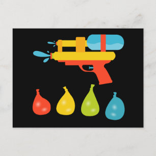 Water Gun & Balloons Summer  Holiday Postcard