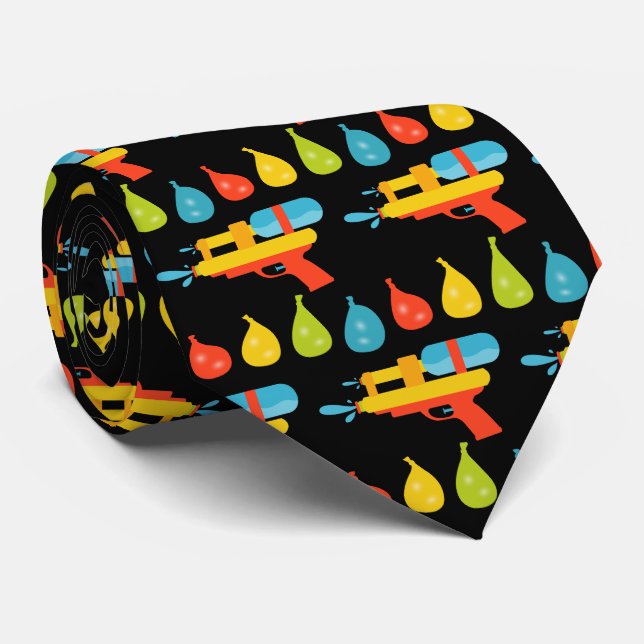 Water Gun & Balloons Summer  Tie (Rolled)