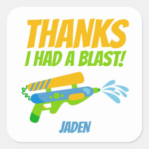 Water Gun Battle Pool Party Kids Summer Birthday Square Sticker