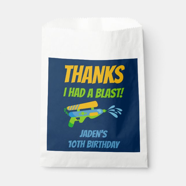 Water Gun Battle Thanks I Had A Blast Favour Bag (Front)