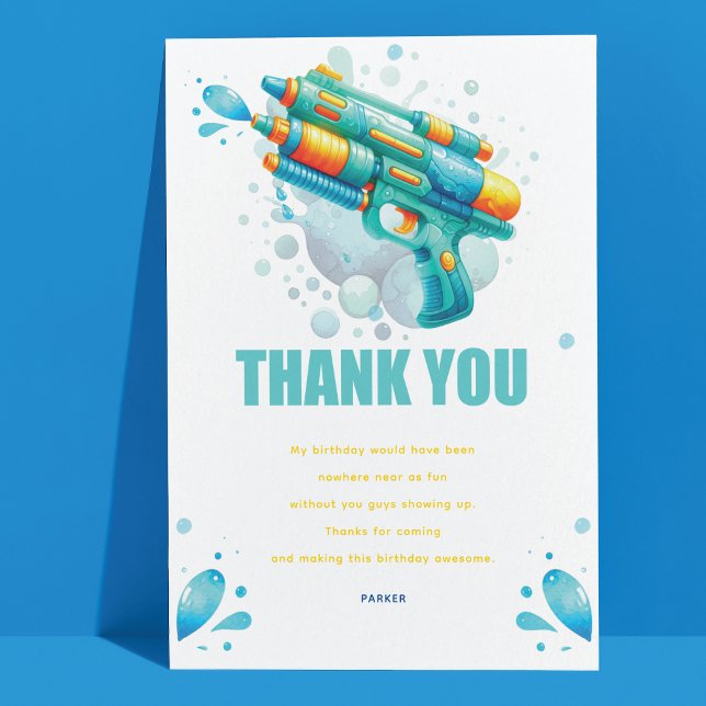 Water Gun Custom Boy Birthday Thank You Card (Creator Uploaded)