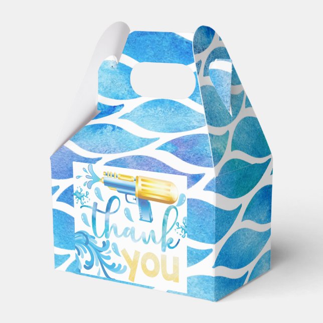 Water Gun Summer Birthday Thank you Favour Box (Front Side)