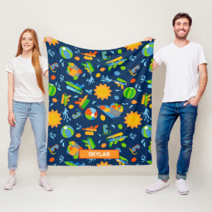 Water guns water balloons summer kids pattern fleece blanket