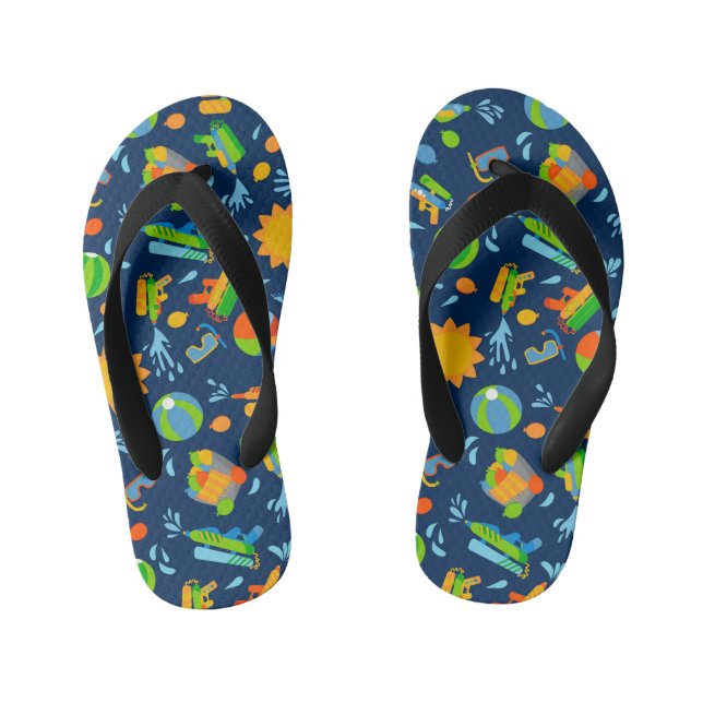 Water guns water balloons summer kids pattern kid's thongs (Footbed)