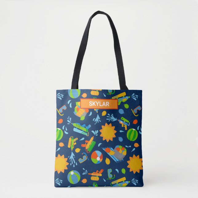 Water guns water balloons summer kids pattern tote bag (Front)