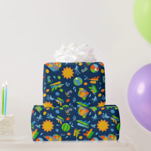 Water guns water balloons summer kids pattern  wrapping paper