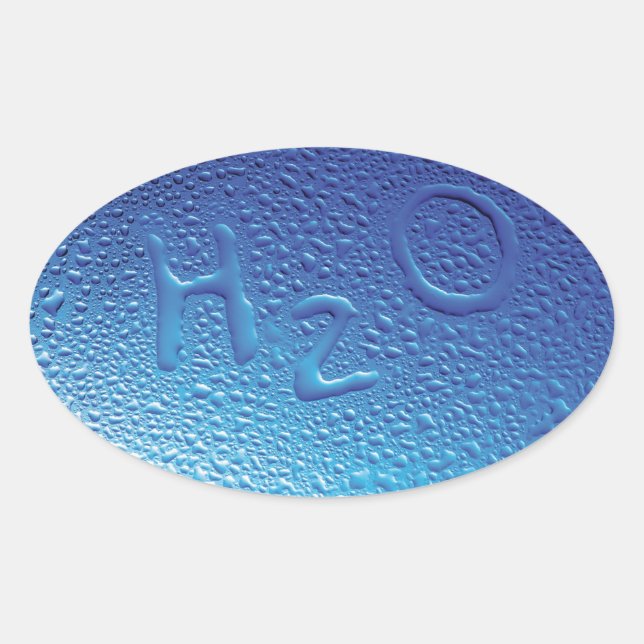 Water, H2O, Blue Oval Sticker (Front)