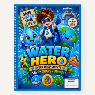 Water Hero Save Water Kids Notebook