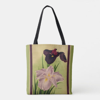 Water Iris Vintage Japanese Botanical Catalog Art Tote Bag