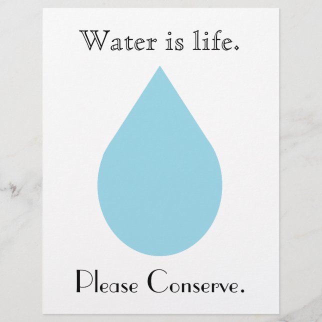 Water is Life. Please Conserve. Flyer (Front)