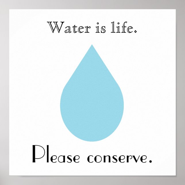 Water is life. Please conserve. Poster (Front)