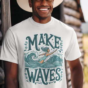 Water Is My Happy Place  Surfer Girl Riding Waves  T-Shirt