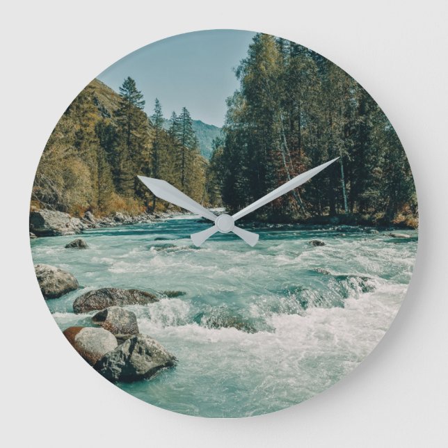 Water | Kucherla River, Altai Mountains Large Clock (Front)