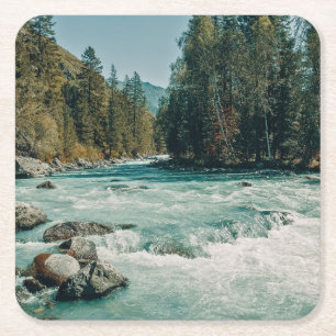 Water Kucherla River, Altai Mountains Square Paper Coaster