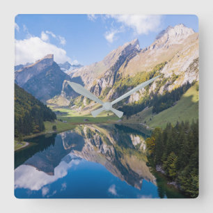 Water Lake Alpsee Switzerland Square Wall Clock