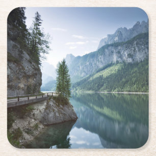 Water Lake Gosau Salzkammergut Austria Square Paper Coaster