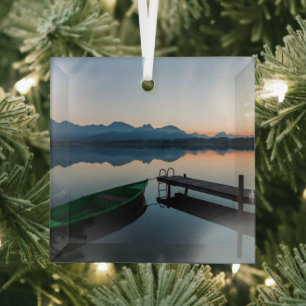 Water Lake Hopfen Bavarian Alps Germany Glass Tree Decoration