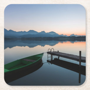 Water Lake Hopfen Bavarian Alps Germany Square Paper Coaster