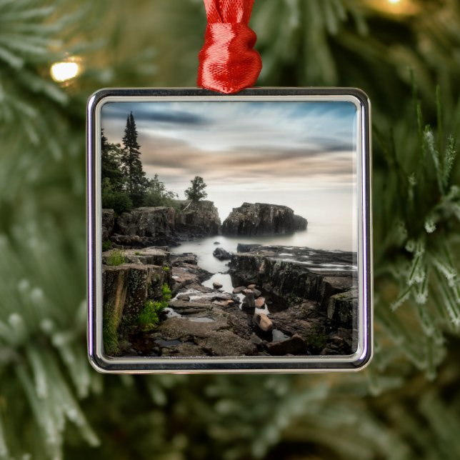 Water | Lake Superior Grand Marais, Minnesota Metal Ornament (Tree)