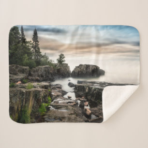 Water   Lake Superior Grand Marais, Minnesota Sherpa Blanket