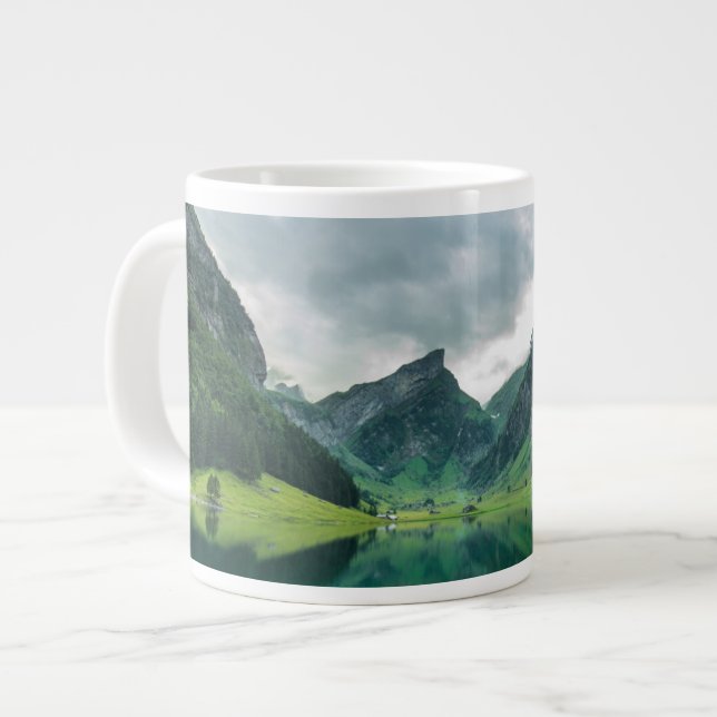 Water | Lake Swiss Alps Large Coffee Mug (Front Left)