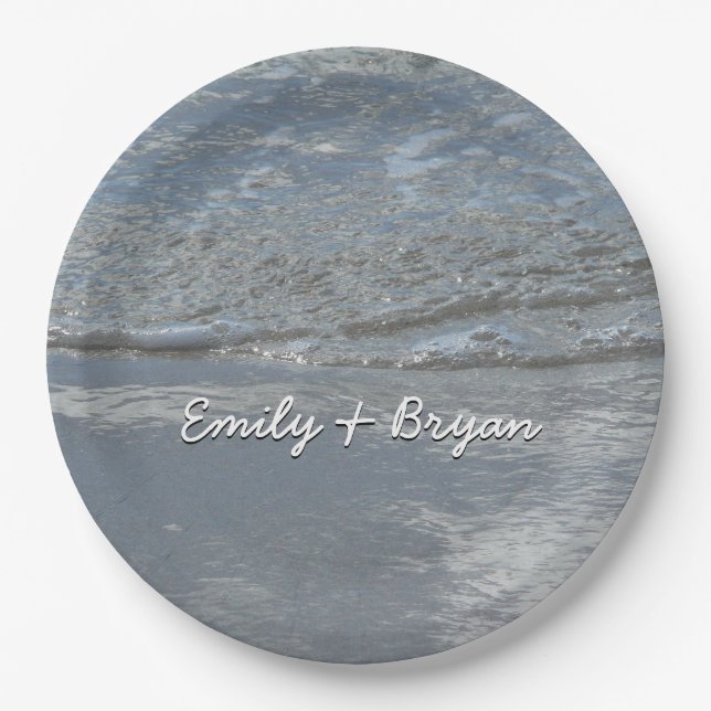 Water Lapping on the Beach Abstract Photography Paper Plate (Front)