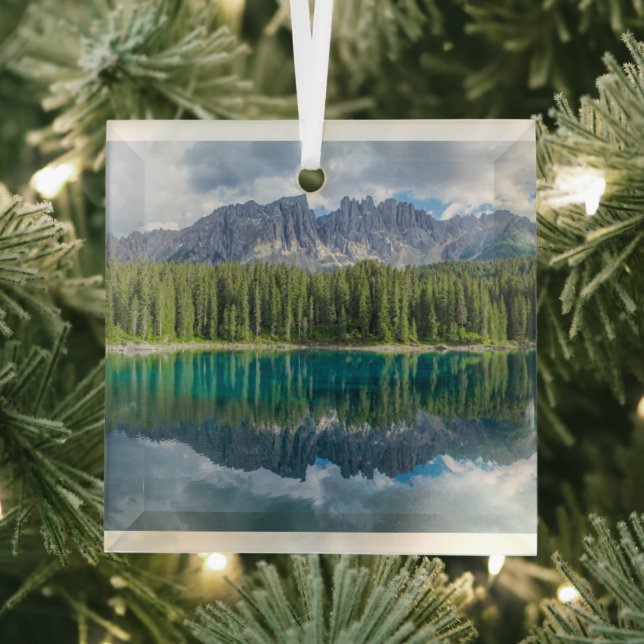 Water | Latemar Mountain Range Glass Tree Decoration (Insitu)