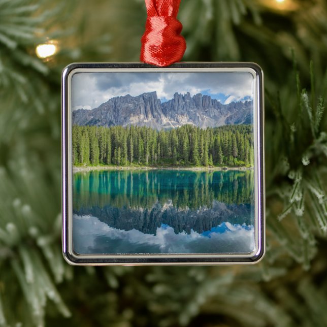 Water | Latemar Mountain Range Metal Ornament (Tree)