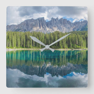 Water Latemar Mountain Range Square Wall Clock