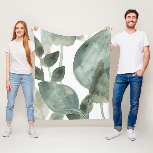 Water Leaves - Watercolor Fleece Blanket (In Situ)