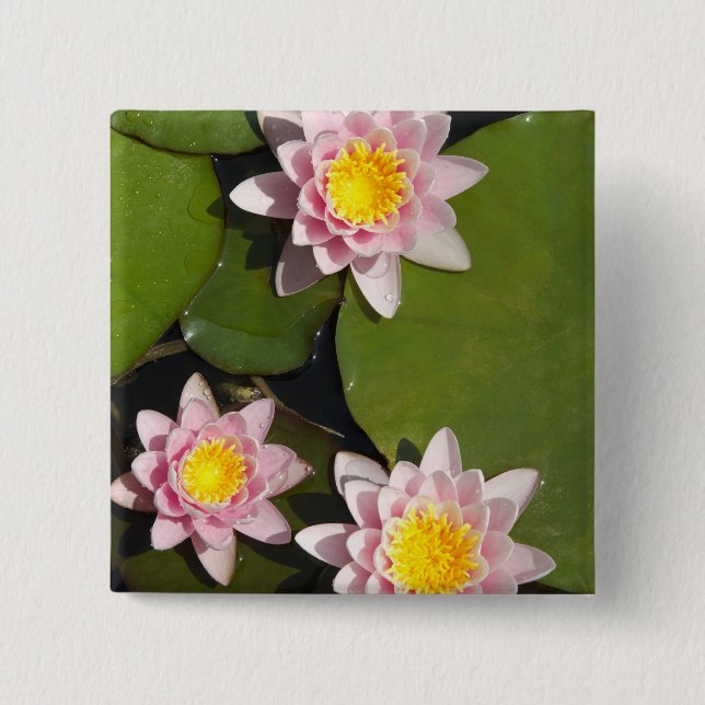 Water lilies 15 cm square badge (Front)