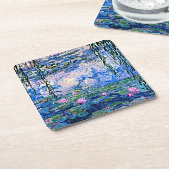 Water Lilies, 1919, by Monet Square Paper Coaster (Angled)