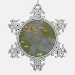Water Lilies, 1919 Snowflake Pewter Christmas Ornament