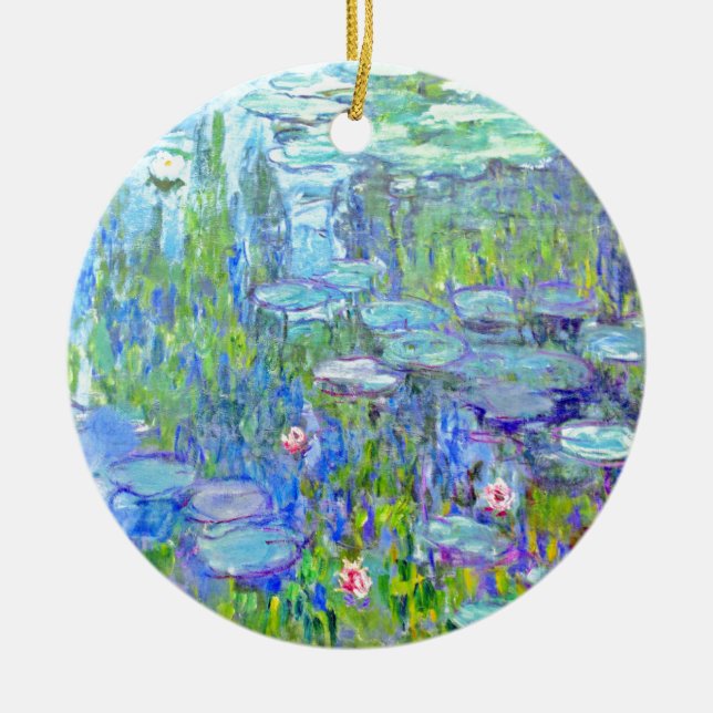 water-lilies-38 ceramic ornament (Front)