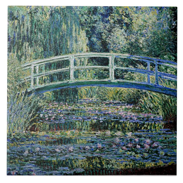 "Water Lilies and Japanese Bridge" Ceramic Tile (Front)