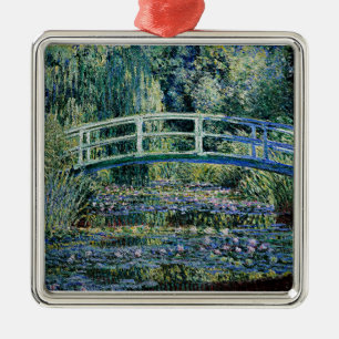 "Water Lilies and Japanese Bridge" Metal Ornament