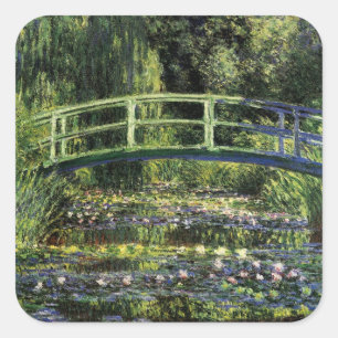 Water Lilies and Japanese Bridge Square Sticker