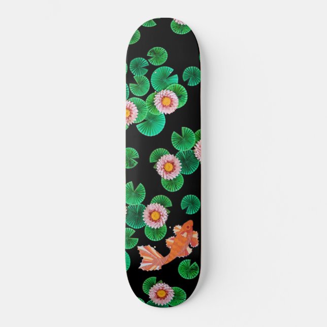 Water Lilies and Koi Fish Skate Board (Front)