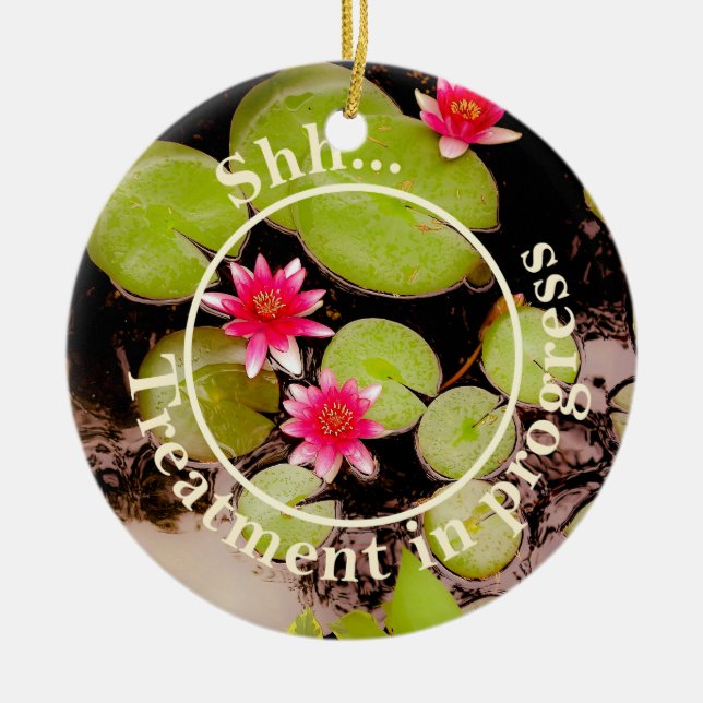 Water lilies and koi pond ceramic tree decoration (Front)