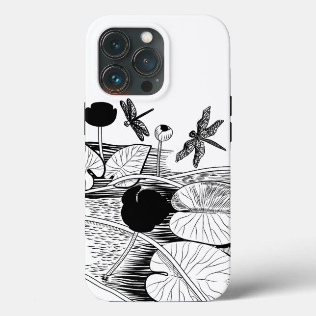 Water-lilies black graphic Case-Mate iPhone Case (Back)