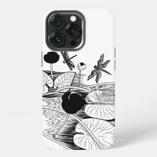 Water-lilies black graphic iPhone 13 Pro Case