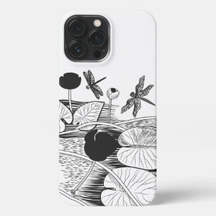  Water-lilies black graphic iPhone 13 Pro Max Case