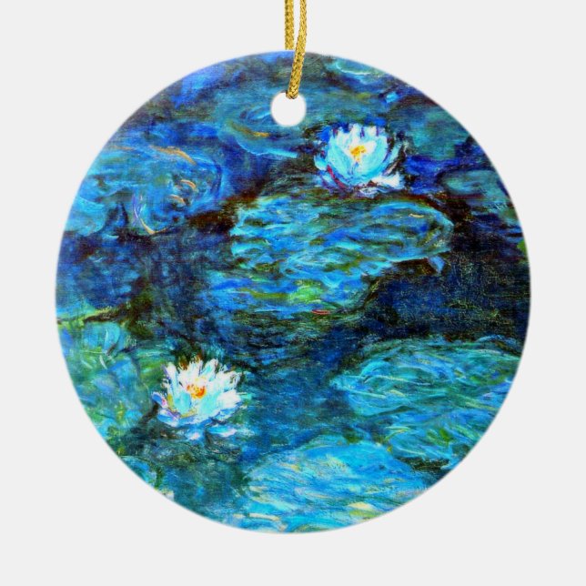 Water Lilies (blue) by Claude Monet Ceramic Ornament (Front)
