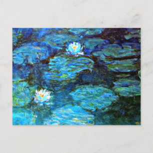 Water Lilies (blue) by Claude Monet Holiday Postcard
