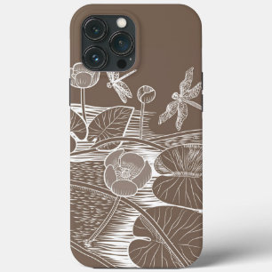Water-lilies brown graphic iPhone 13 pro max case