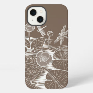 Water-lilies brown graphic iPhone 13 case