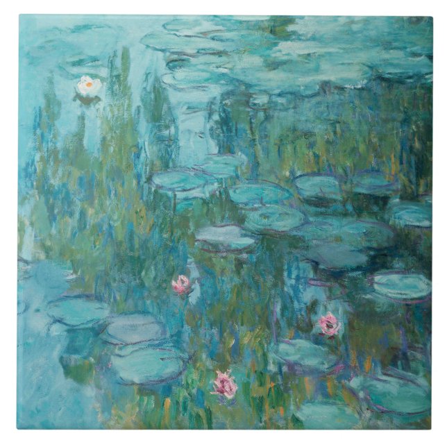 Water Lilies (by Claude Monet, 1915) Ceramic Tile (Front)